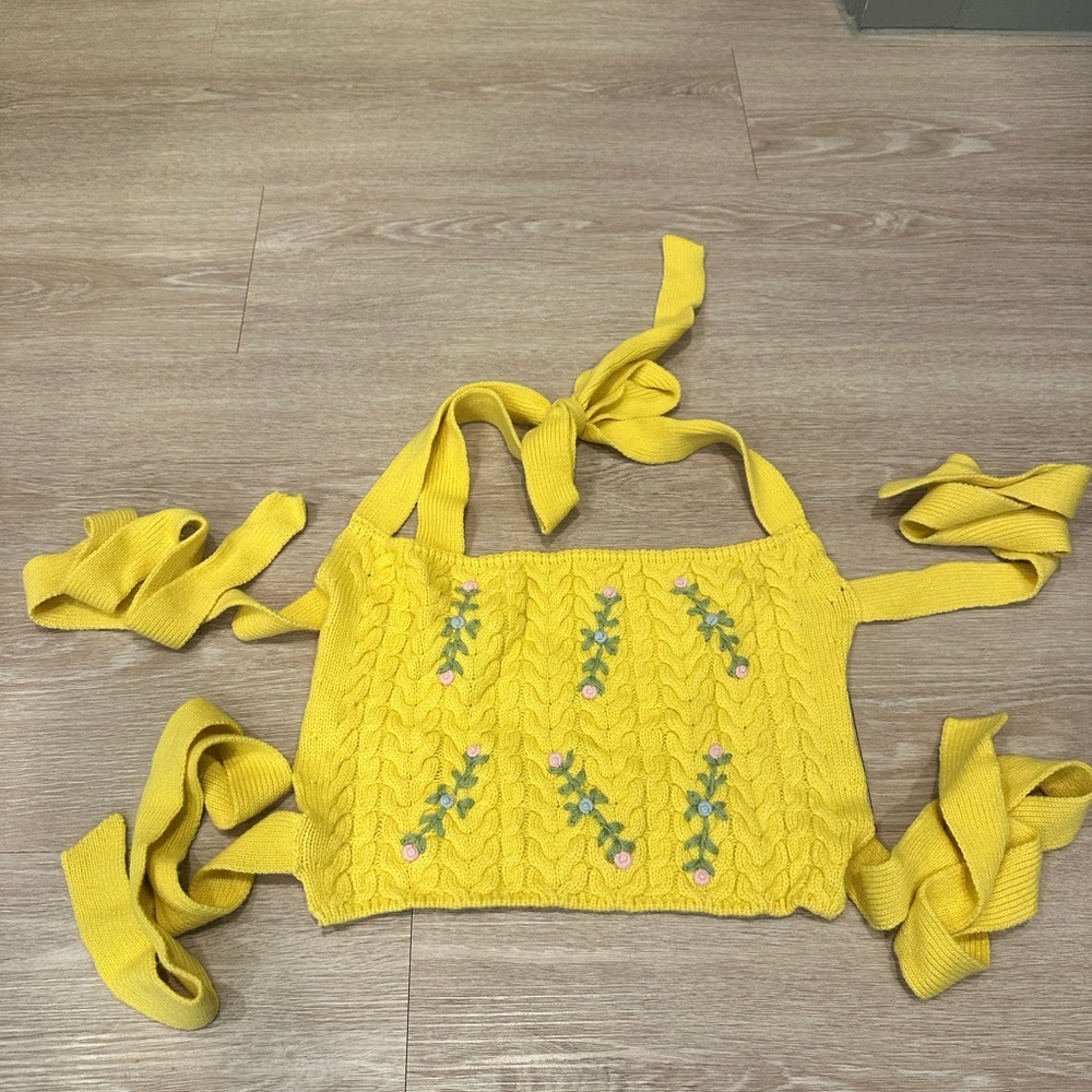 Yellow Knitted womens halter top